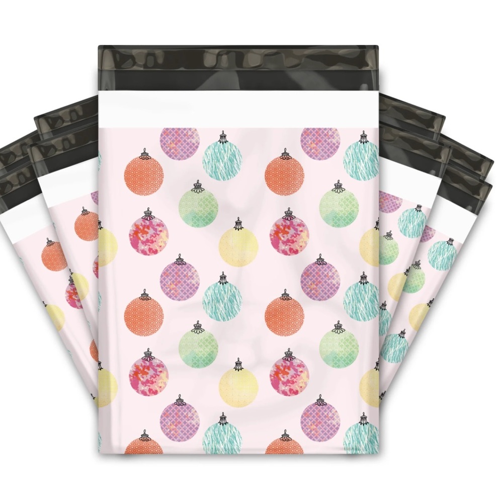 20 Pink Holiday Ornament Poly Mailers 10 x 13 inch